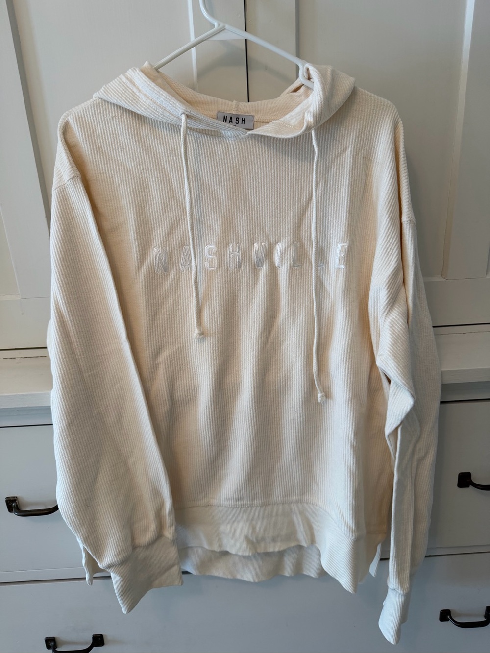 Nash Ivory Hooded Waffle-Knit Sweater